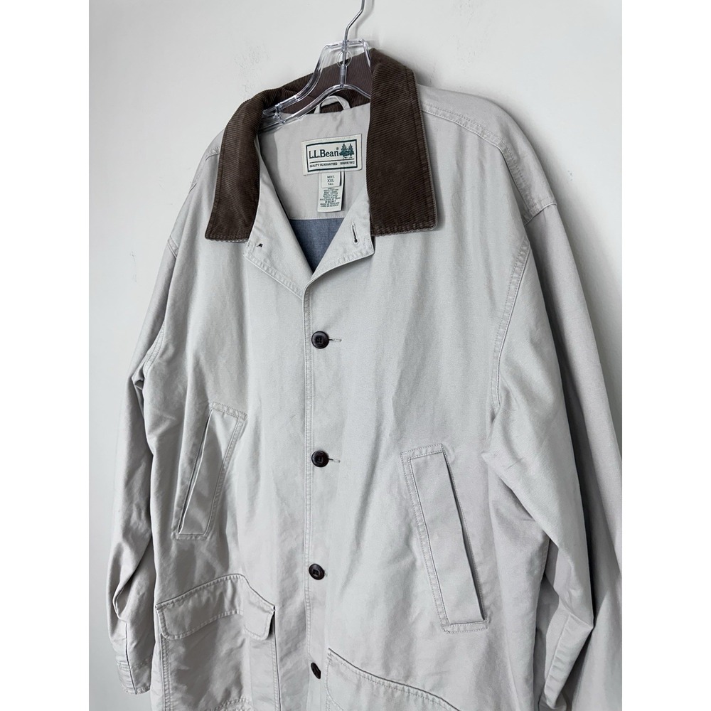 PLUS SIZE LL Bean Jacket 2XL TALL Field Coat Barn Chore‎ Canvas Corduroy Collar - Picture 3 of 16